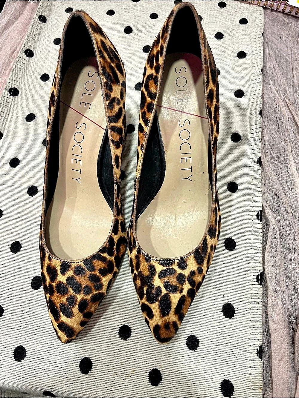 Sole Society Twila Leopard Calf Hair Block Heel Pump Pumps